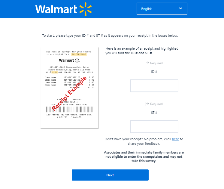 www.survey.walmart.com sweepstakes